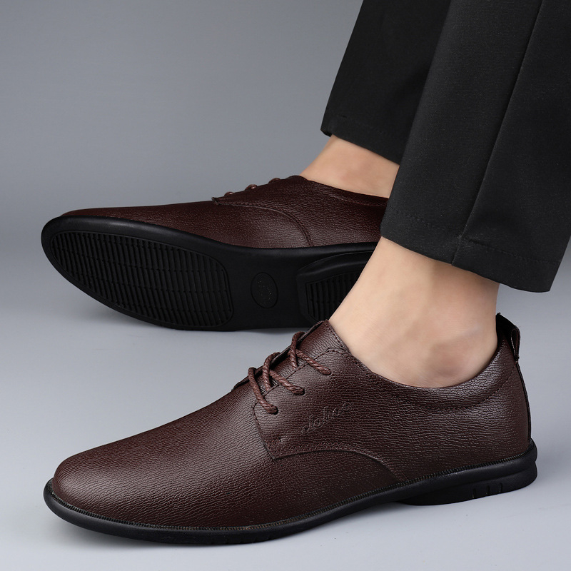Popularne muške cipele od kravlje kože od prave robe, ležerne cipele, muške cipele s mekim dnom, prozračne radne cipele od meke kože