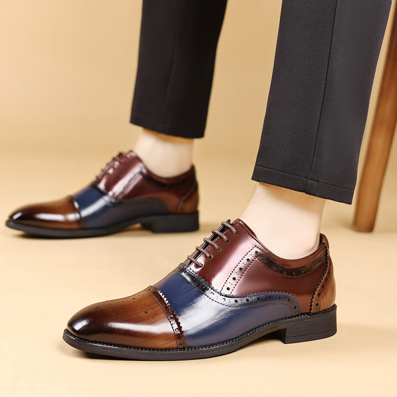 Britanske muške cipele s vezicama i rezbarenim Brockovim uzorkom koje mijenjaju boju, prekogranične ležerne kožne cipele s usklađivanjem boja, muške cipele za vanjsku trgovinu, plus veličine