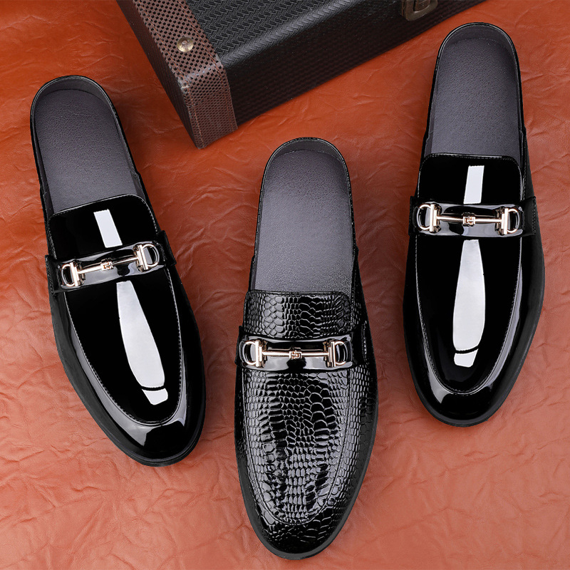 Muške cipele Doug, veće veličine, ljetne modne prozračne mokasine s uzorkom zmije, polu-povlačenjem, za muškarce