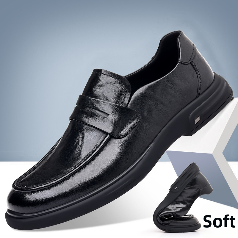 Proljetne luksuzne muške cipele 2025. Nove poslovne ležerne kožne cipele od prave kože za srednje godine, formalne uredske mokasine za tate
