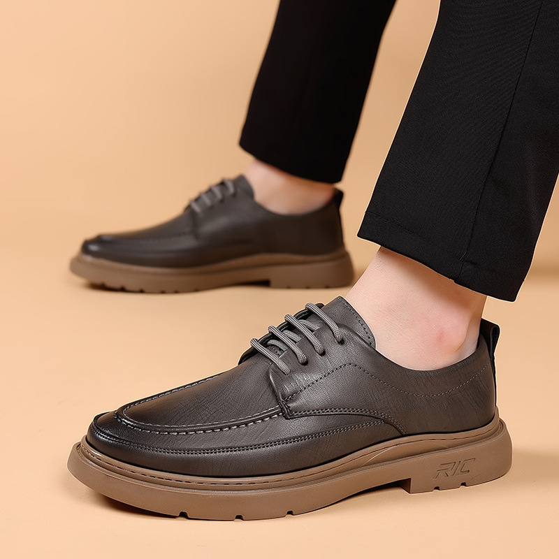 Britské trendy pánske topánky z pravej kože, business casual pracovné topánky, jesenné retro, populárne, populárne malé kožené topánky z jedného kusu, dodanie