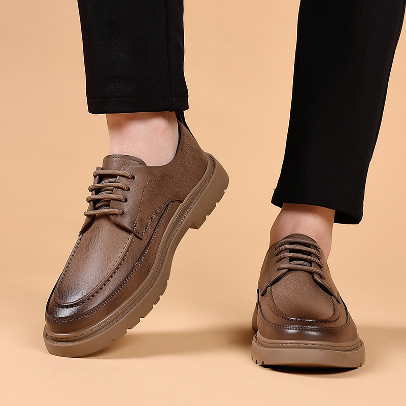 Britské trendy pánske topánky z pravej kože, business casual pracovné topánky, jesenné retro, populárne, populárne malé kožené topánky z jedného kusu, dodanie