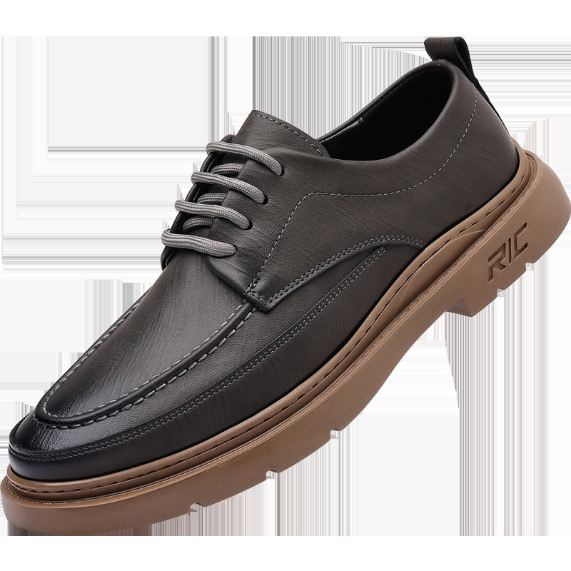 Britské trendy pánske topánky z pravej kože, business casual pracovné topánky, jesenné retro, populárne, populárne malé kožené topánky z jedného kusu, dodanie