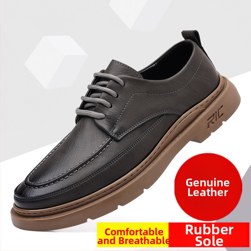 Britské trendy pánske topánky z pravej kože, business casual pracovné topánky, jesenné retro, populárne, populárne malé kožené topánky z jedného kusu, dodanie