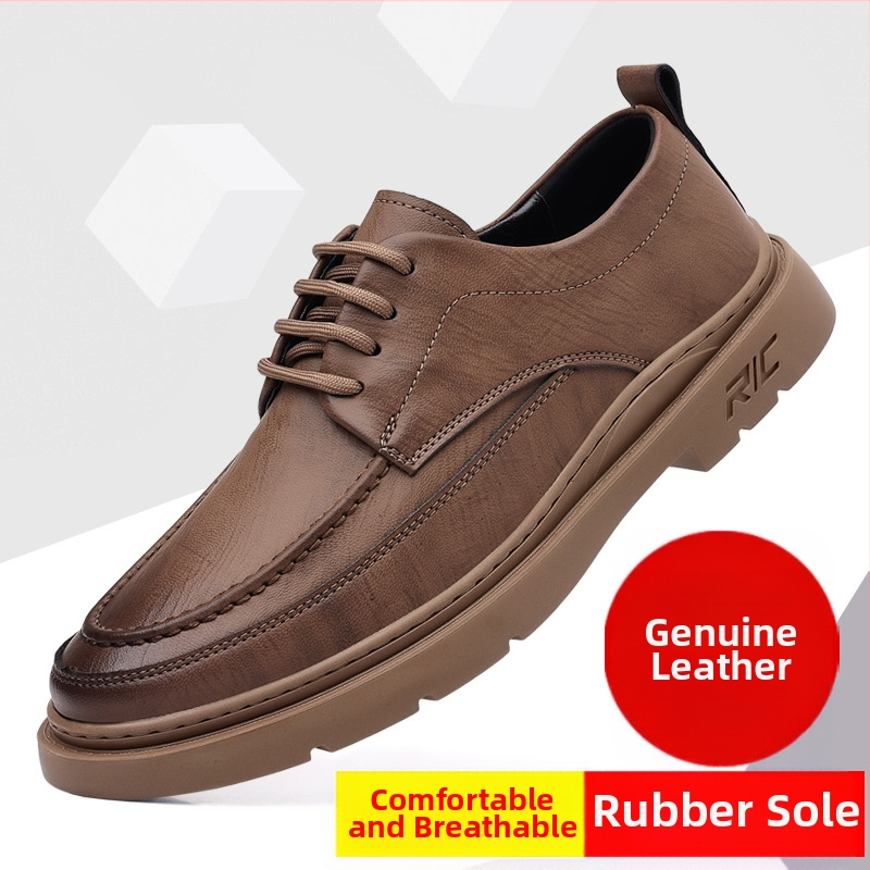 Britské trendy pánske topánky z pravej kože, business casual pracovné topánky, jesenné retro, populárne, populárne malé kožené topánky z jedného kusu, dodanie