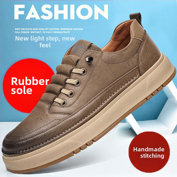 2025. gada rudens jaunās mīkstās ādas vīriešu kurpes ar pārrobežu mīkstu zoli, modernas, daudzpusīgas ikdienas ādas kurpes, sporta apavi vairumtirdzniecībā