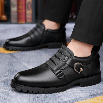 Ανδρικά Παπούτσια Μεγάλων Μεγεθών, Χαμηλά, Ευέλικτα Ρετρό Παπούτσια Μοτοσικλέτας, Χοντρή Σόλα και Στρογγυλή Μύτη, Ανδρικά Παπούτσια Μεγάλων Μεγεθών, Όμορφα Παπούτσια για Αύξηση Ύψους