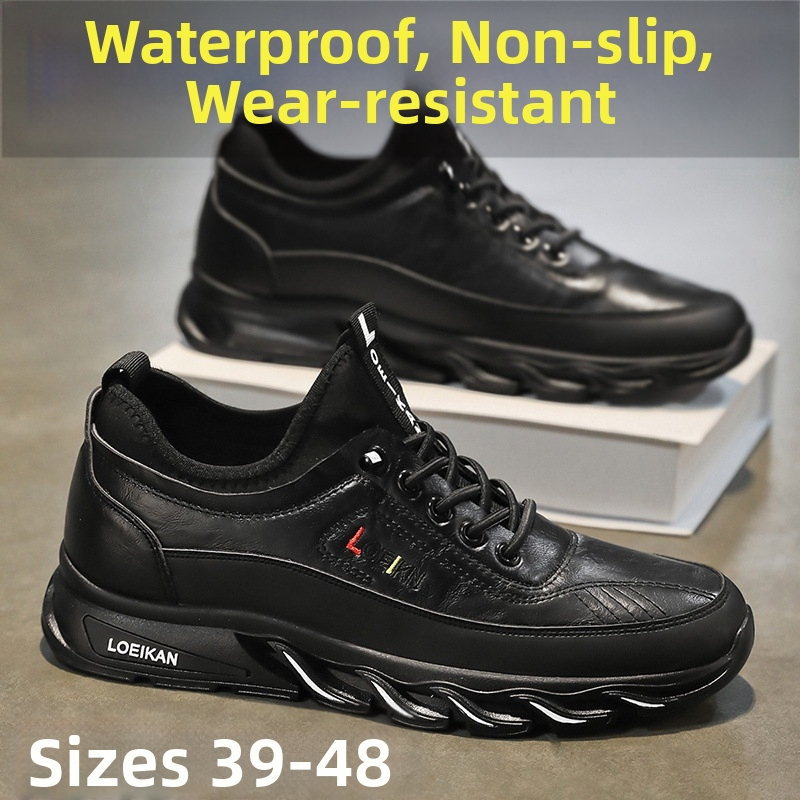 Pánske letné kuchárske topánky, protišmykové, obchodné, univerzálne, ležérne, s mäkkou podrážkou, čierne, plus size, športové kožené topánky