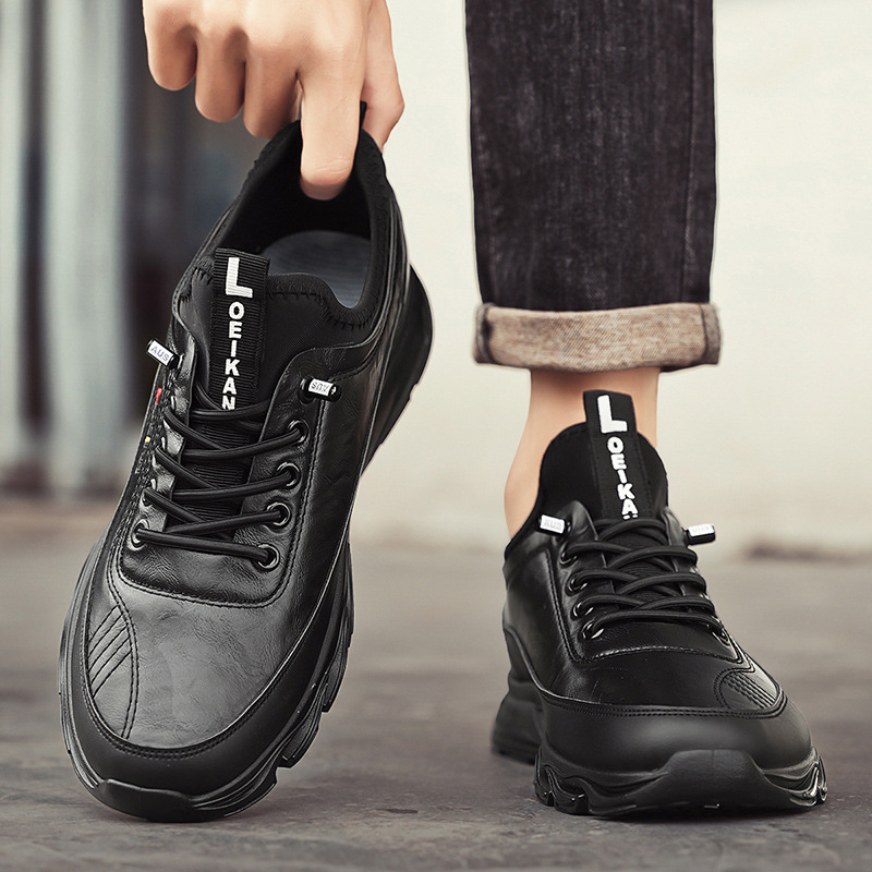 Pánske letné kuchárske topánky, protišmykové, obchodné, univerzálne, ležérne, s mäkkou podrážkou, čierne, plus size, športové kožené topánky