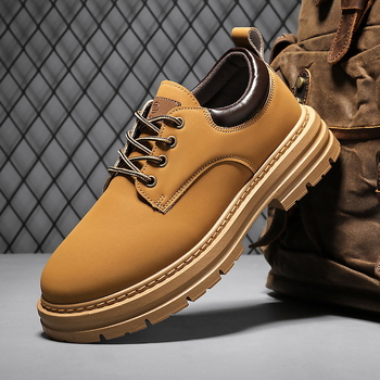 Muške kratke čizme, jesenske čizme u britanskom stilu s velikom glavom, radne čizme Martin čizme, niske cipele s ravnim potplatom, retro Martin cipele, svestrane muške kožne cipele