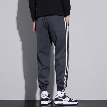 Lyocell jesenné ležérne nohavice pánske voľné univerzálne vysoko kvalitné háremové pánske nohavice 2023 pruhované športové nohavice so viazaním na členky módne