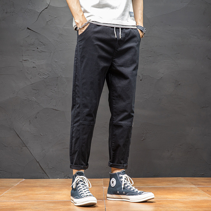 Ležerne hlače za muškarce 2024. Nova ljetna tanka, široka ravna radna odjeća, moderne elastične, svestrane dječje hlače s devet točaka