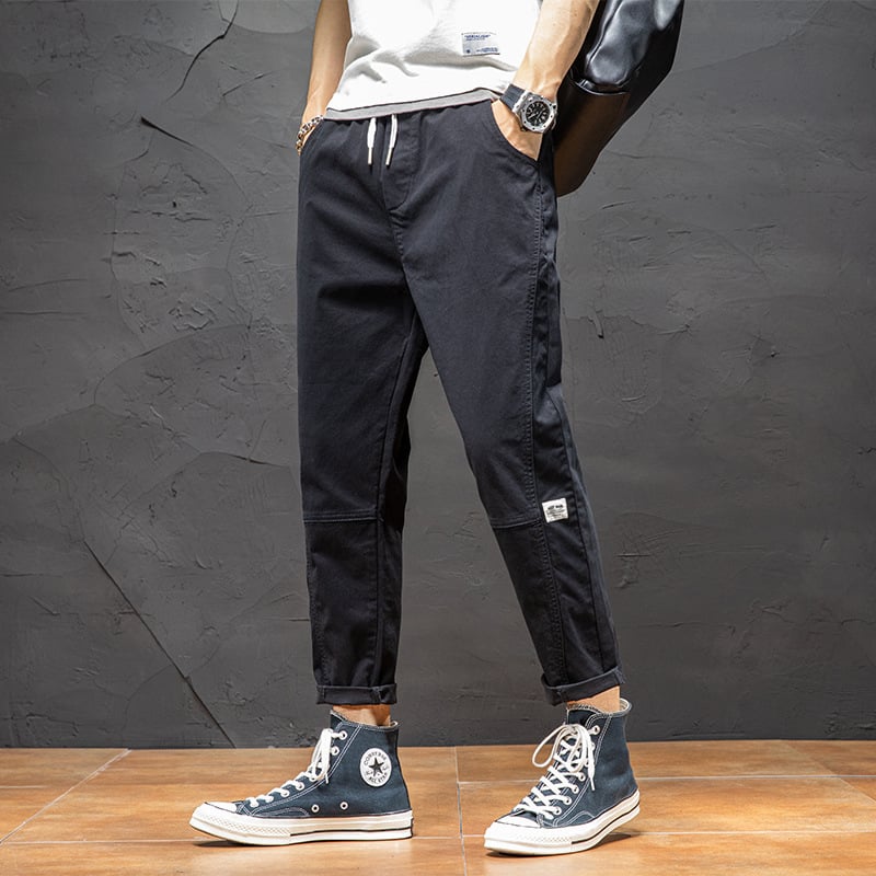 Ležerne hlače za muškarce 2024. Nova ljetna tanka, široka ravna radna odjeća, moderne elastične, svestrane dječje hlače s devet točaka