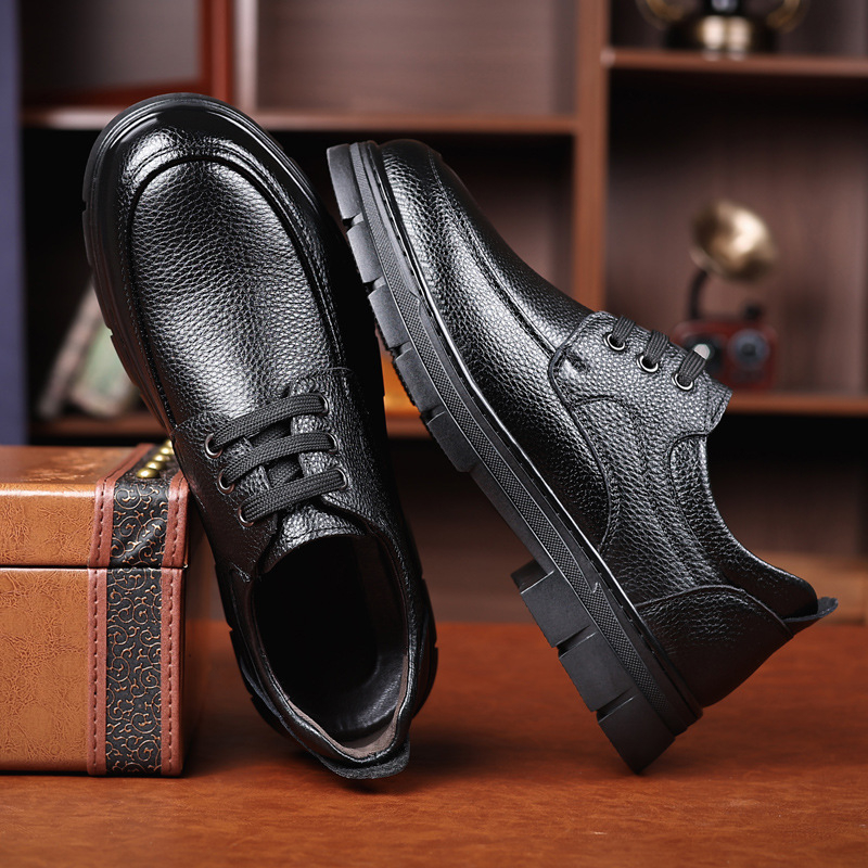 Jesenske i zimske nove tatine cipele, mekane kožne poslovne ležerne muške kožne cipele s okruglim vrhom, kožne cipele s debelim potplatom, muške prozračne cipele za srednje i starije osobe