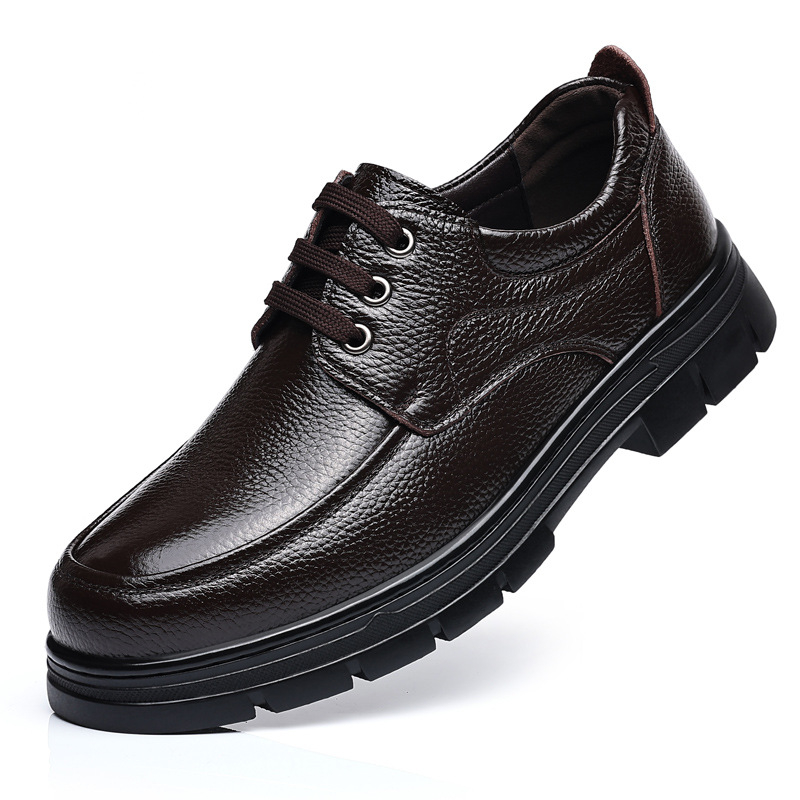 Jesenske i zimske nove tatine cipele, mekane kožne poslovne ležerne muške kožne cipele s okruglim vrhom, kožne cipele s debelim potplatom, muške prozračne cipele za srednje i starije osobe