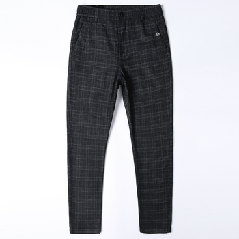 Νέα ανδρικά casual παντελόνια φθινοπώρου και χειμώνα, στενή γραμμή, μικρό, ίσιο, ελαστικό, παντελόνι, μοντέρνο, ανδρικό καρό παντελόνι με λείανση