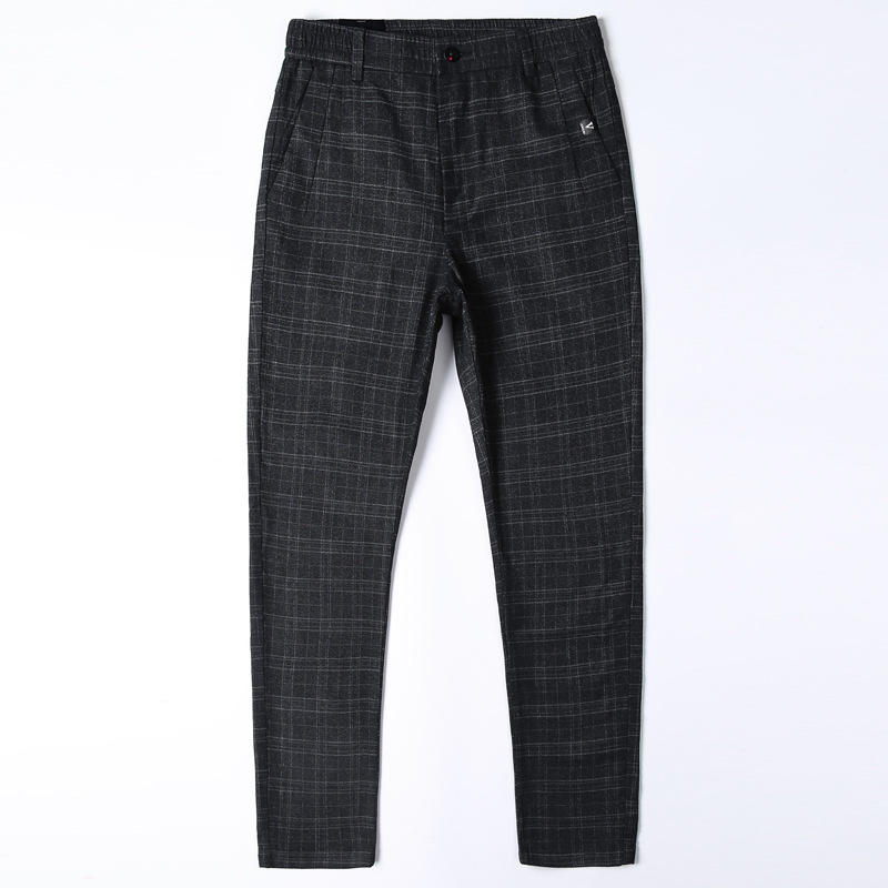 Νέα ανδρικά casual παντελόνια φθινοπώρου και χειμώνα, στενή γραμμή, μικρό, ίσιο, ελαστικό, παντελόνι, μοντέρνο, ανδρικό καρό παντελόνι με λείανση
