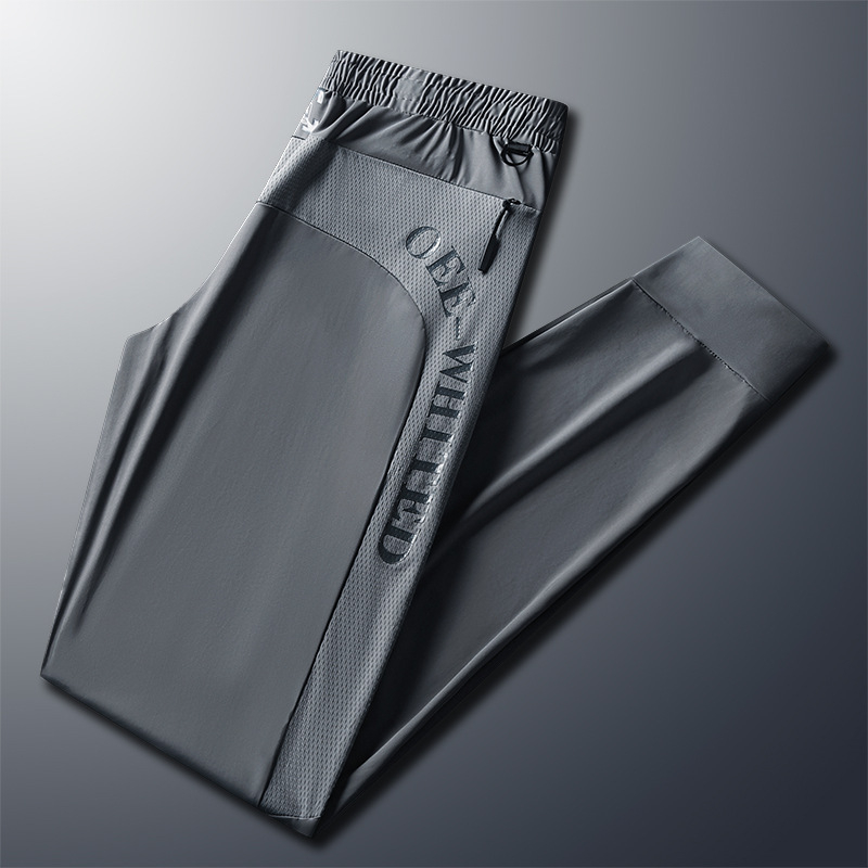 Tvornica izravno M-8X ljetne tanke elastične hlače velike veličine od ledene svile, ljetne muške sportske ležerne hlače s patentnim zatvaračem i džepovima