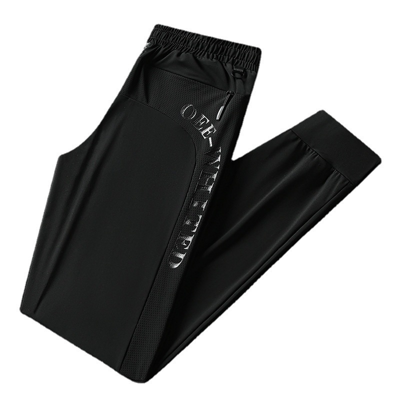 Tvornica izravno M-8X ljetne tanke elastične hlače velike veličine od ledene svile, ljetne muške sportske ležerne hlače s patentnim zatvaračem i džepovima