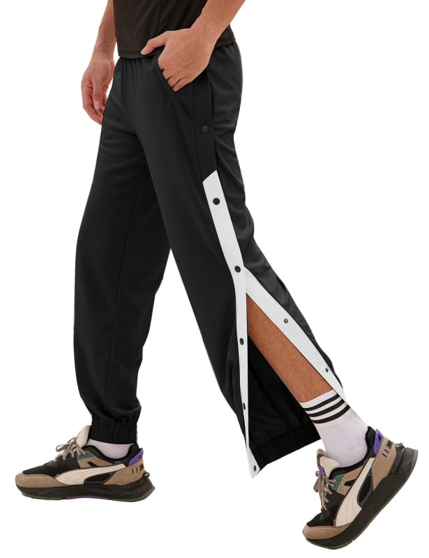 Vīriešu bikses ar krūtīm Vīriešu sporta bikses ar brīvu purngalu Vīriešu pilnībā atvērtas sprādzes ikdienas garās bikses Basketbola treniņu bikses ar pogām