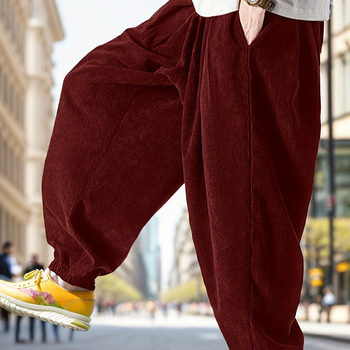 2024. Muške kordurojske hlače za vanjsku trgovinu, Four Seasons, široke nogavice, Haren hlače europske veličine, jednobojne ležerne hlače