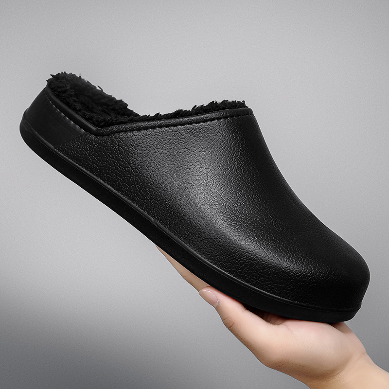 Cezhraničný zahraničný obchod Pánske kuchárske topánky profesionálne protišmykové, nepremokavé, olejotesné, jesenné a zimné, plus size, teplé polpapuče s flísovou podšívkou