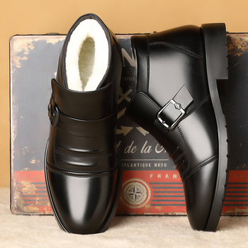 Νέα Ανδρικά Παπούτσια 2025 Χειμερινά Βελούδινα Ζεστά Δερμάτινα Παπούτσια από Βαμβάκι, Αντιολισθητικά Παπούτσια Μέσης Ηλικίας και Ηλικιωμένων, Ανδρικά Βαμβακερά Παπούτσια Ανδρικά