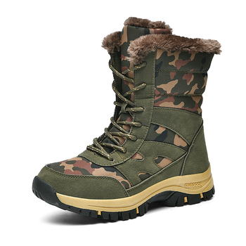 Νέες μπότες χιονιού καμουφλάζ με επένδυση fleece του 2025, αντιολισθητικά, ψηλοτάκουνα παπούτσια από βαμβάκι, διασυνοριακές, ζεστές μπότες για μεγάλα μεγέθη, χοντρές