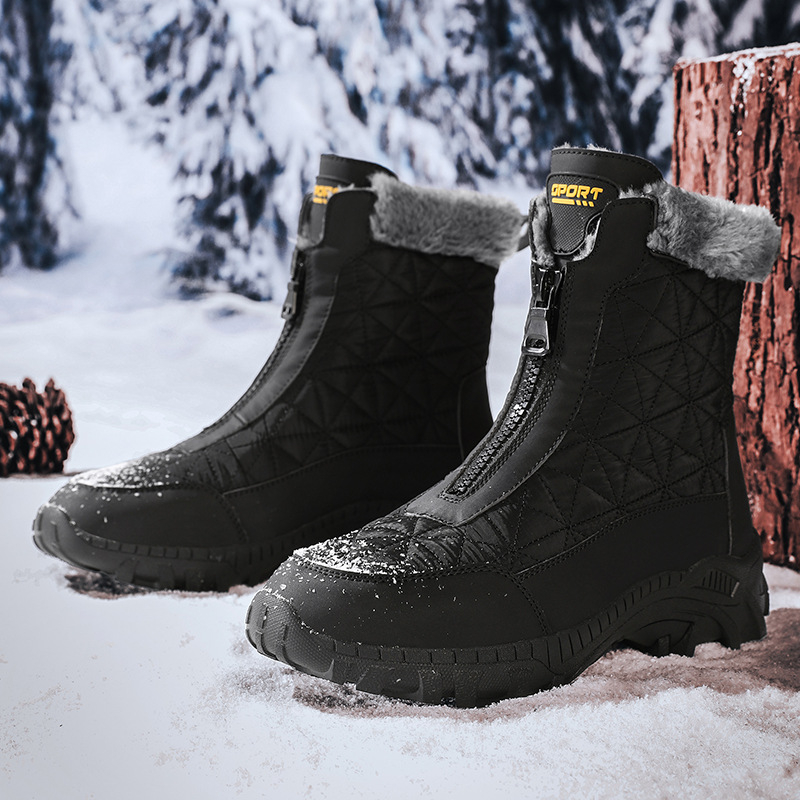 Zimné bavlnené topánky 2025, pánske veľké snehové čižmy, outdoorové a zamatové topánky s hrubým podrážkou, nové topánky Gaobang