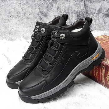 Zimske muške cipele s pamučnom podstavom i flisom, tople vanjske cipele za penjanje, ležerne visoke kožne čizme, sjeveroistočne čizme za snijeg otporne na hladnoću, muške