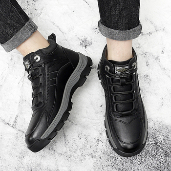 Zimske muške cipele s pamučnom podstavom i flisom, tople vanjske cipele za penjanje, ležerne visoke kožne čizme, sjeveroistočne čizme za snijeg otporne na hladnoću, muške