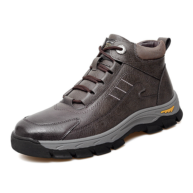 Zimske muške cipele s pamučnom podstavom i flisom, tople vanjske cipele za penjanje, ležerne visoke kožne čizme, sjeveroistočne čizme za snijeg otporne na hladnoću, muške