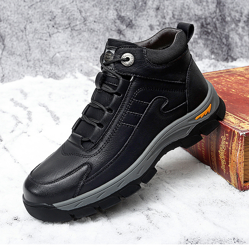 Zimske muške cipele s pamučnom podstavom i flisom, tople vanjske cipele za penjanje, ležerne visoke kožne čizme, sjeveroistočne čizme za snijeg otporne na hladnoću, muške