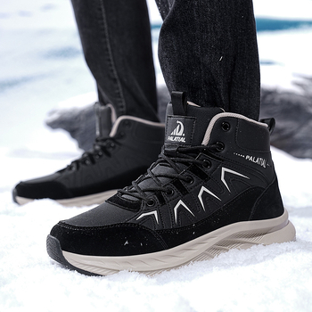 Φθινόπωρο και Χειμώνας Νέα ζεστή, χοντρή σόλα με επένδυση από φλις, αντιολισθητική, ανθεκτική στη φθορά, ορειβατικά παπούτσια εξωτερικού χώρου, ψηλοτάκουνα ανδρικά, casual sneaker για όλες τις χρήσεις