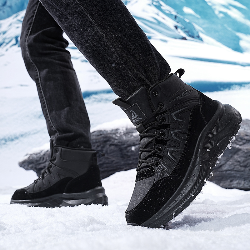 Jesenske i zimske nove flisom podstavljene tople, debeli potplat, neklizajuće, otporne na habanje, visoke muške planinarske cipele za sve vrste sportova