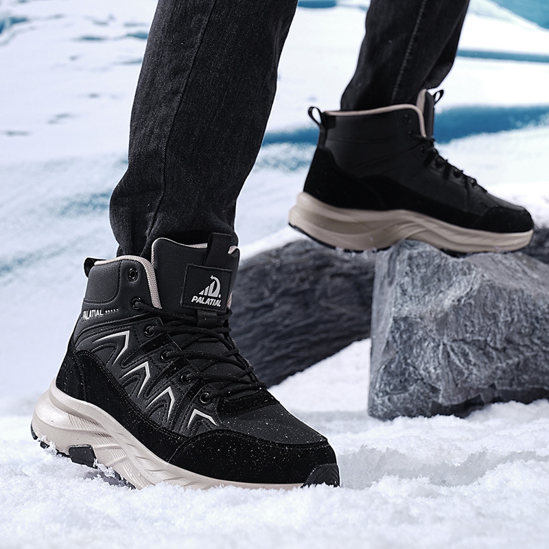 Jesenske i zimske nove flisom podstavljene tople, debeli potplat, neklizajuće, otporne na habanje, visoke muške planinarske cipele za sve vrste sportova