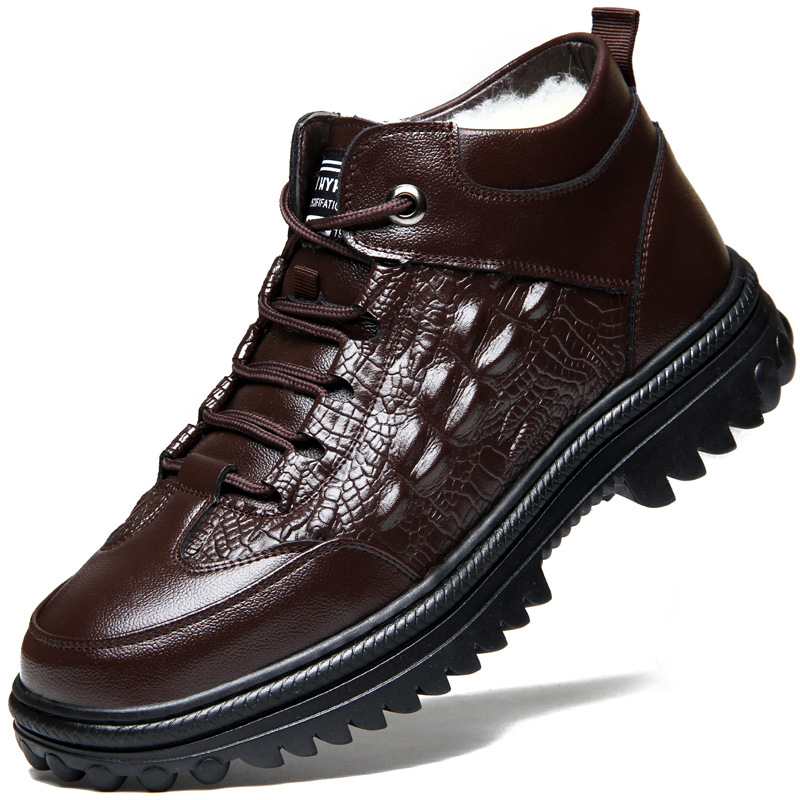 Zimné nové vlnené teplé bavlnené čižmy pánske vysoké zahustené pánske bavlnené topánky s hrubým spodkom, odolné proti opotrebovaniu, snehové čižmy s flísovou podšívkou, teplé topánky