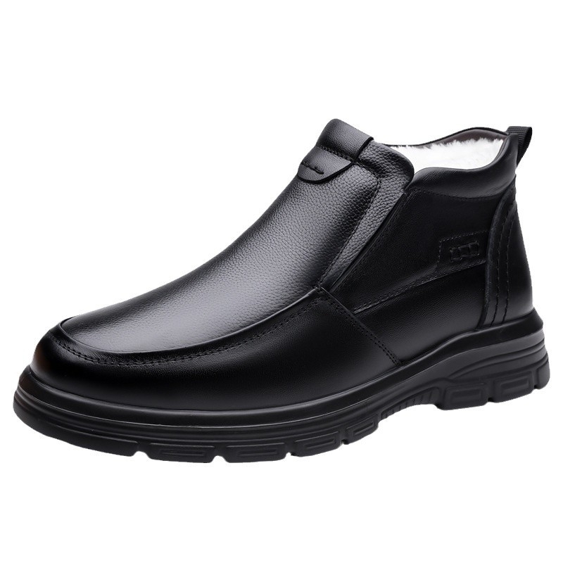 Uued meeste kvaliteetsed loomanahast puuvillased vabaajajalatsid, fliisvoodriga talvised soojad õuejalatsid, libisemiskindlad, kerged, lööke neelavad nahast kingad