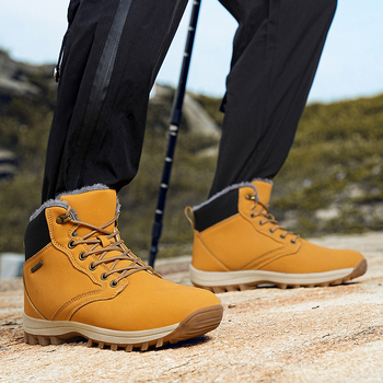 Amazon Hot Selling Winter Mountain Shoes Men's Waterproof Snehule High Top Outdoor Sneakers with fleecovou podšívkou Warm Bavlnené topánky