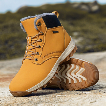 Χειμερινά ορειβατικά παπούτσια σε υψηλές πωλήσεις στο Amazon, ανδρικά αδιάβροχα χιονομπότες, ψηλοτάκουνα παπούτσια με επένδυση από φλις για υπαίθριες δραστηριότητες, ζεστά βαμβακερά παπούτσια
