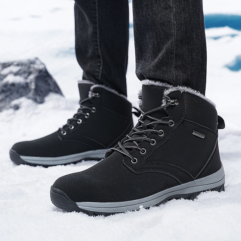 Amazon Hot Selling Winter Mountain Shoes Men's Waterproof Snehule High Top Outdoor Sneakers with fleecovou podšívkou Warm Bavlnené topánky