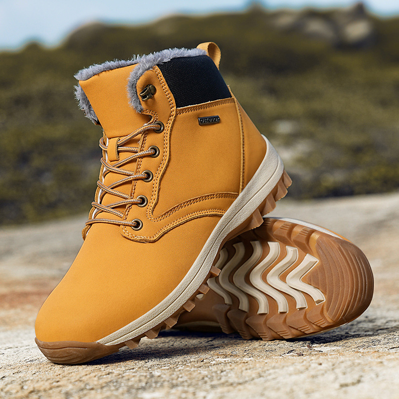 Amazon Hot Selling Winter Mountain Shoes Men's Waterproof Snehule High Top Outdoor Sneakers with fleecovou podšívkou Warm Bavlnené topánky