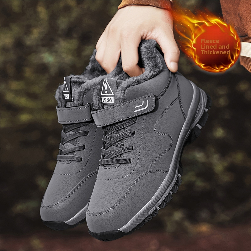 Zimné pánske a dámske zimné topánky Cross-border s flísovou podšívkou, zahustené bavlnené topánky, teplé pánske čižmy, stredne vysoké topánky, skladom veľkoobchod