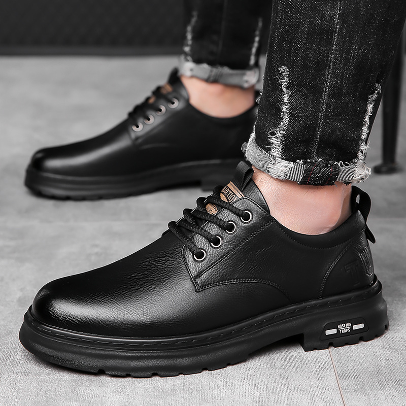 Vyriški batai 2024 m. rudens karvės odos batai Vyriški darbo batai didelėmis pirštais Žemakulniai laisvalaikio trumpi batai Madingi batai Martino batai vyrams