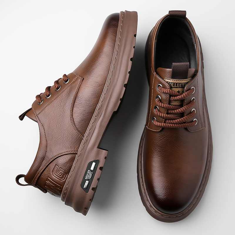 Vyriški batai 2024 m. rudens karvės odos batai Vyriški darbo batai didelėmis pirštais Žemakulniai laisvalaikio trumpi batai Madingi batai Martino batai vyrams