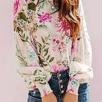 2024 Prekogranična vanjska trgovina Europa i Amerika TEMU Xiyin Amazon Nova okrugla vratna printana ležerna košulja dugih rukava za žene