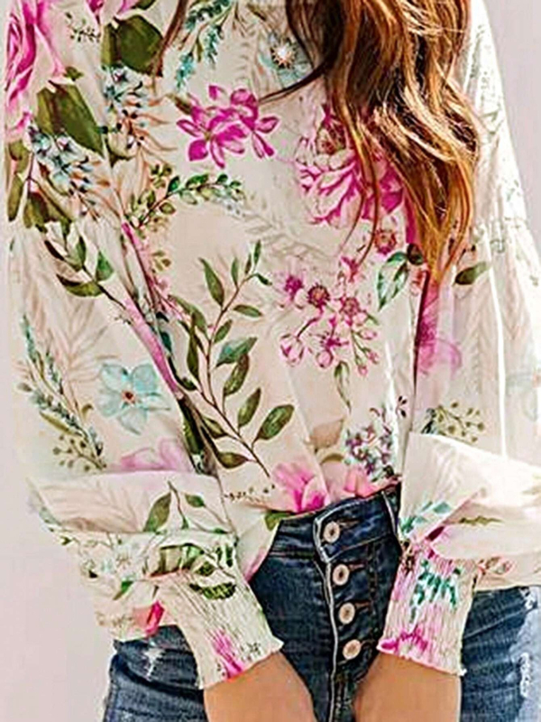 2024 Prekogranična vanjska trgovina Europa i Amerika TEMU Xiyin Amazon Nova okrugla vratna printana ležerna košulja dugih rukava za žene