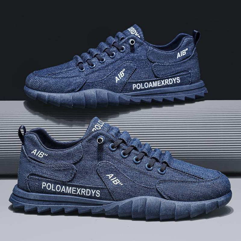 Нови мъжки обувки Дънкови обувки Лято 2024 Нови платнени обувки Мъжки дишащи ежедневни обувки Модерни неплъзгащи се работни обувки