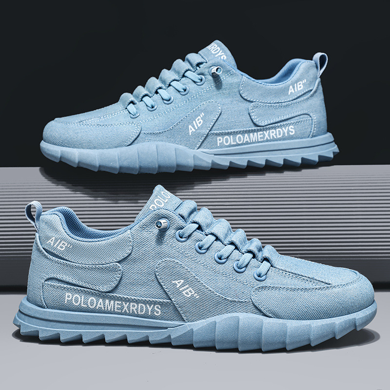 Нови мъжки обувки Дънкови обувки Лято 2024 Нови платнени обувки Мъжки дишащи ежедневни обувки Модерни неплъзгащи се работни обувки