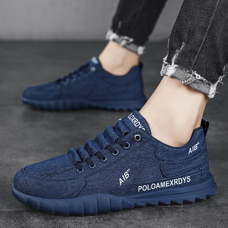 Нови мъжки обувки Дънкови обувки Лято 2024 Нови платнени обувки Мъжки дишащи ежедневни обувки Модерни неплъзгащи се работни обувки